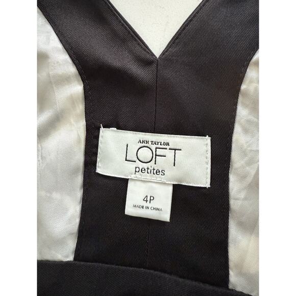 Ann Taylor Loft Floral Sleeveless Dress Size 4P Black White Brocade Design - Picture 8 of 11